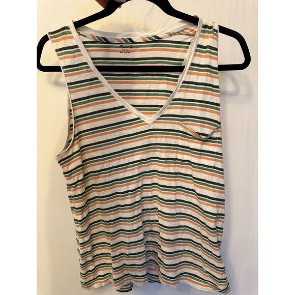 Madewell 100% Cotton Striped Sleeveless Top Size Small - Picture 7 of 8